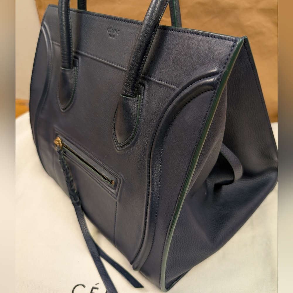 CELINE Navy Calfskin Medium Luggage Phantom Tote